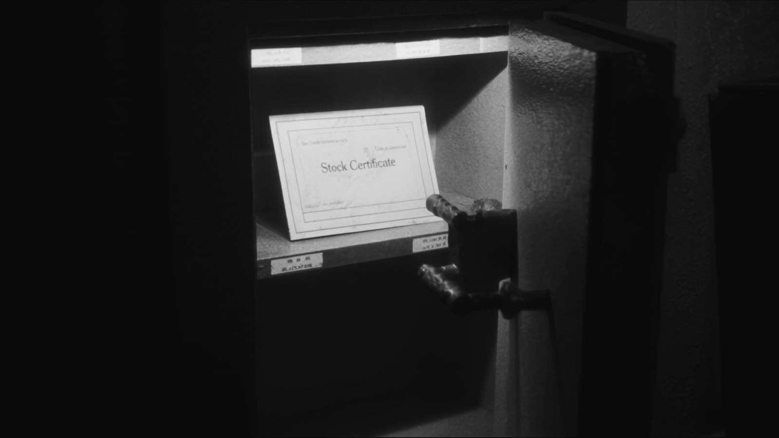 A certificate locked inside a steel safe.